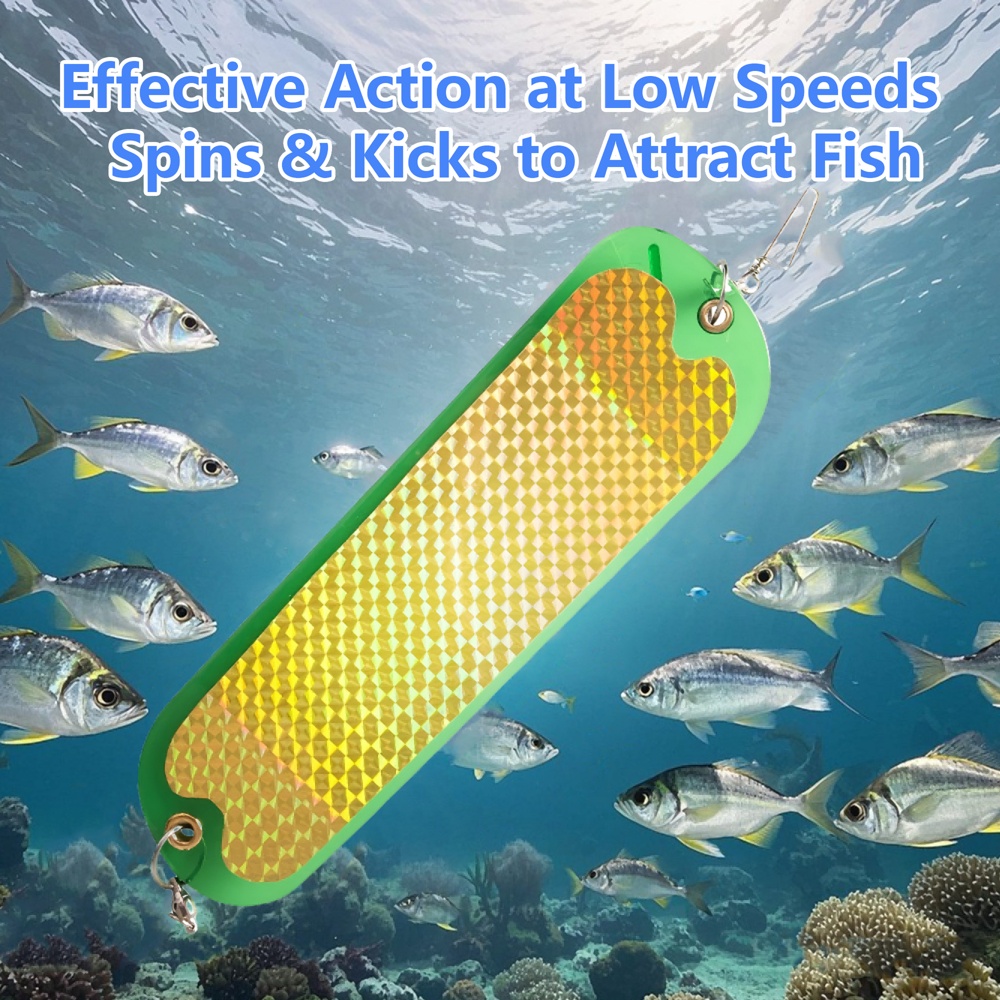 4-Piece Set - 11 Inch Twin Fin Laser Flash Board for Fishing Salmon