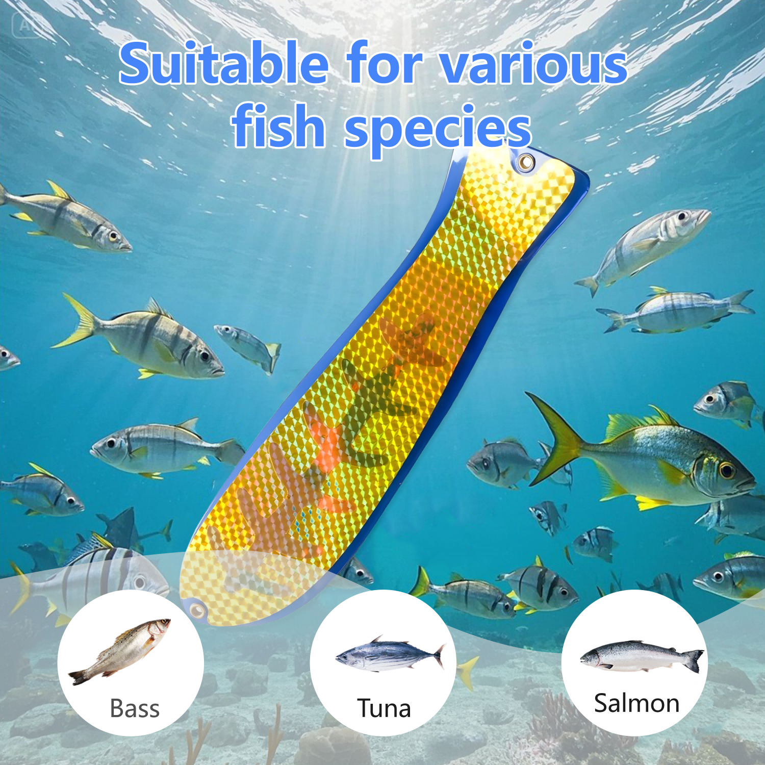 4-Pack - 11 Inch - Fish Shape Trolling Flashers for Salmon, Tuna, Halibut