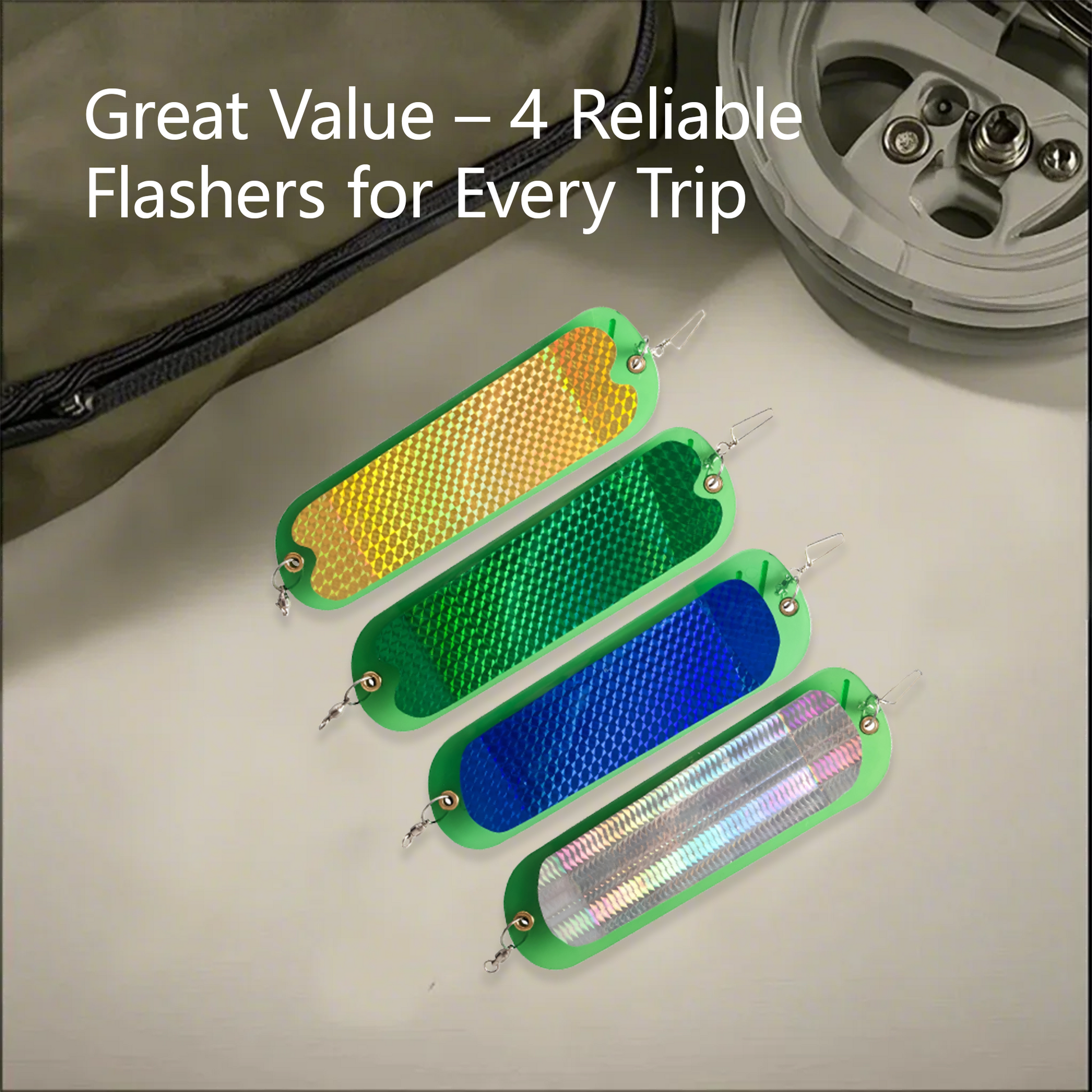4-Piece Set - 11 Inch Twin Fin Laser Flash Board for Fishing Salmon