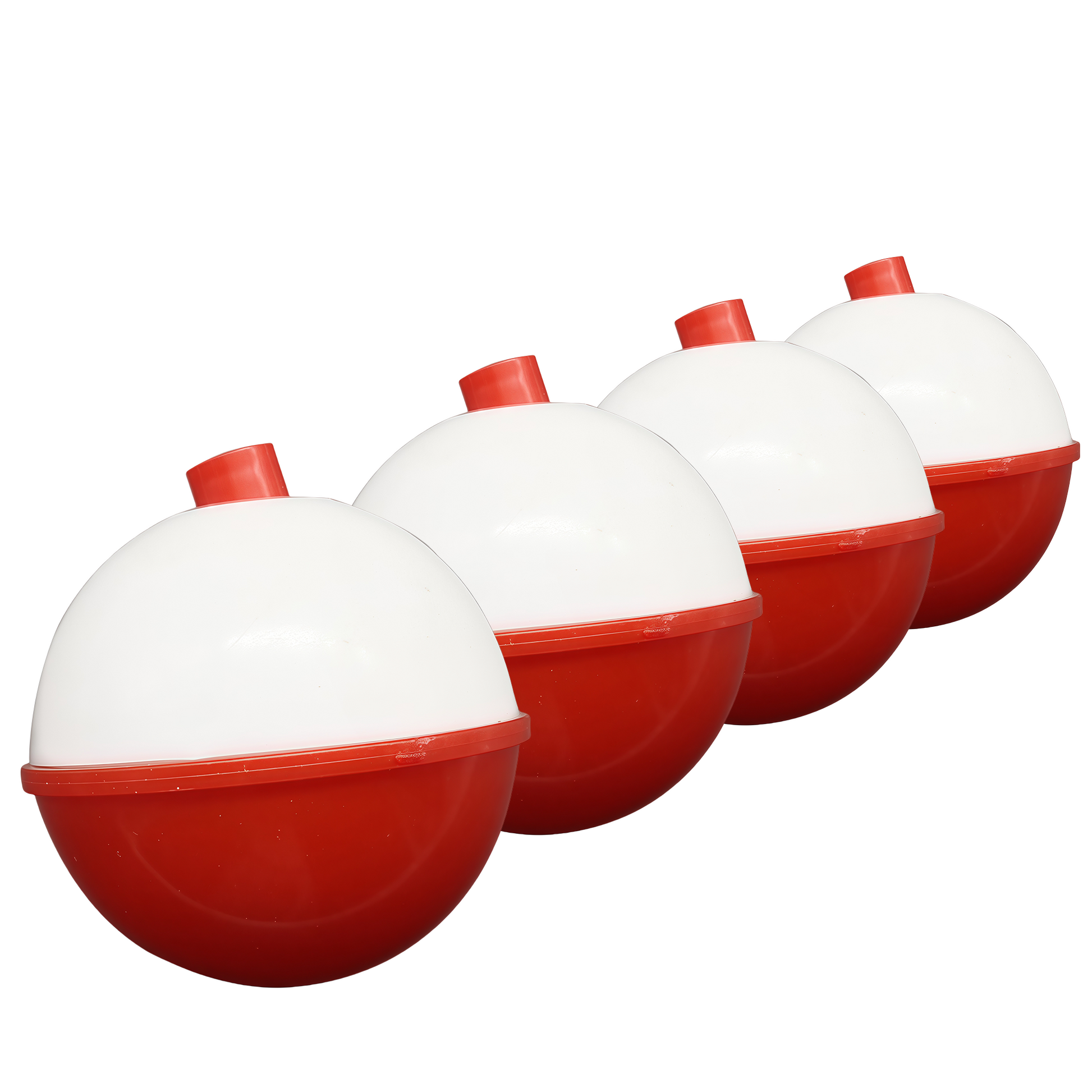 Ultrasonic spherical plastic red and white float