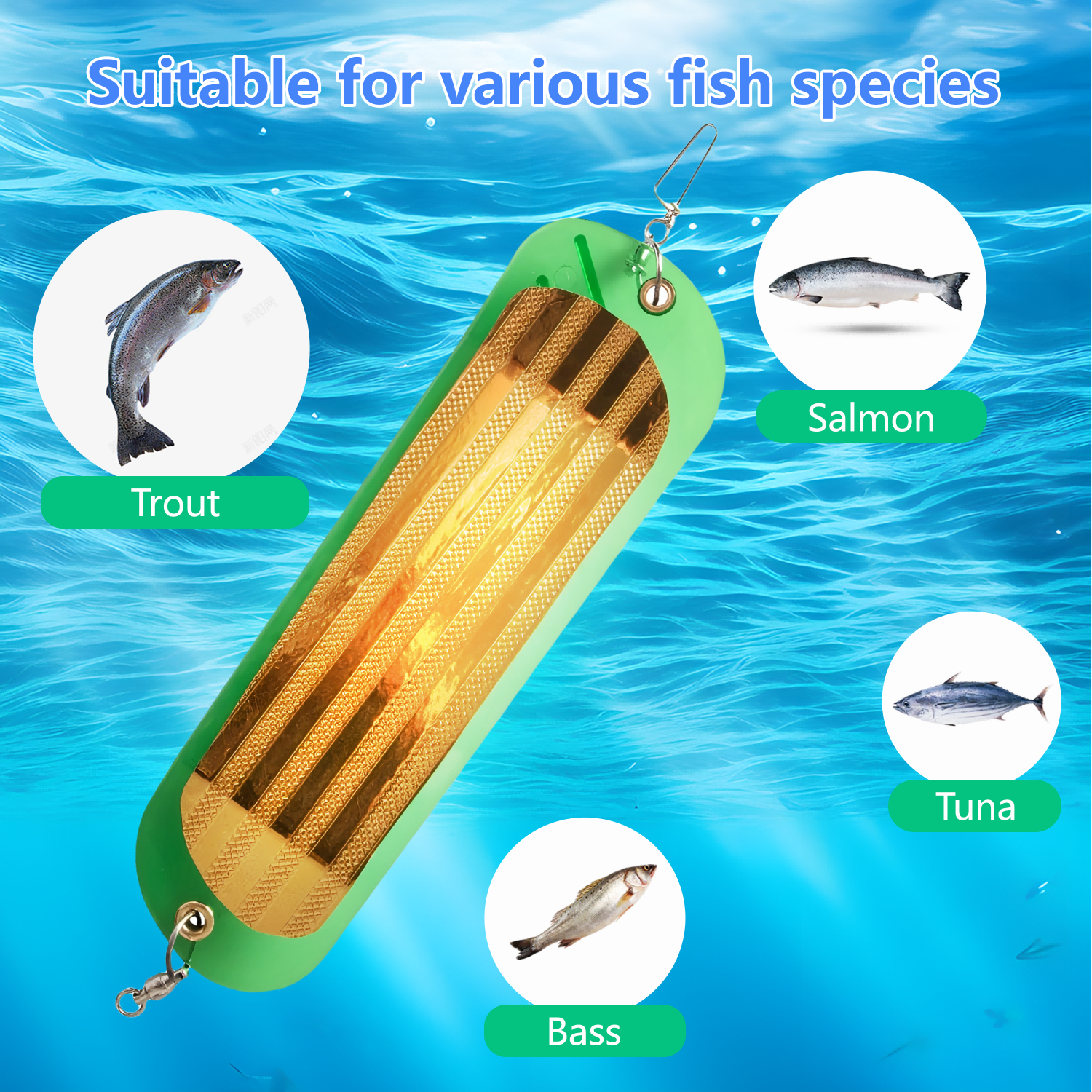 4-Piece Set - 11 Inch Twin Fin Laser Flash Board for Fishing Salmon