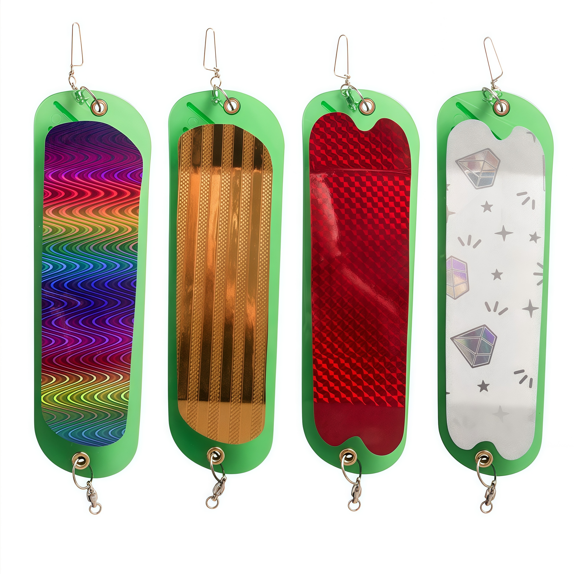 4-Piece Set - 11 Inch Twin Fin Laser Flash Board for Fishing Salmon