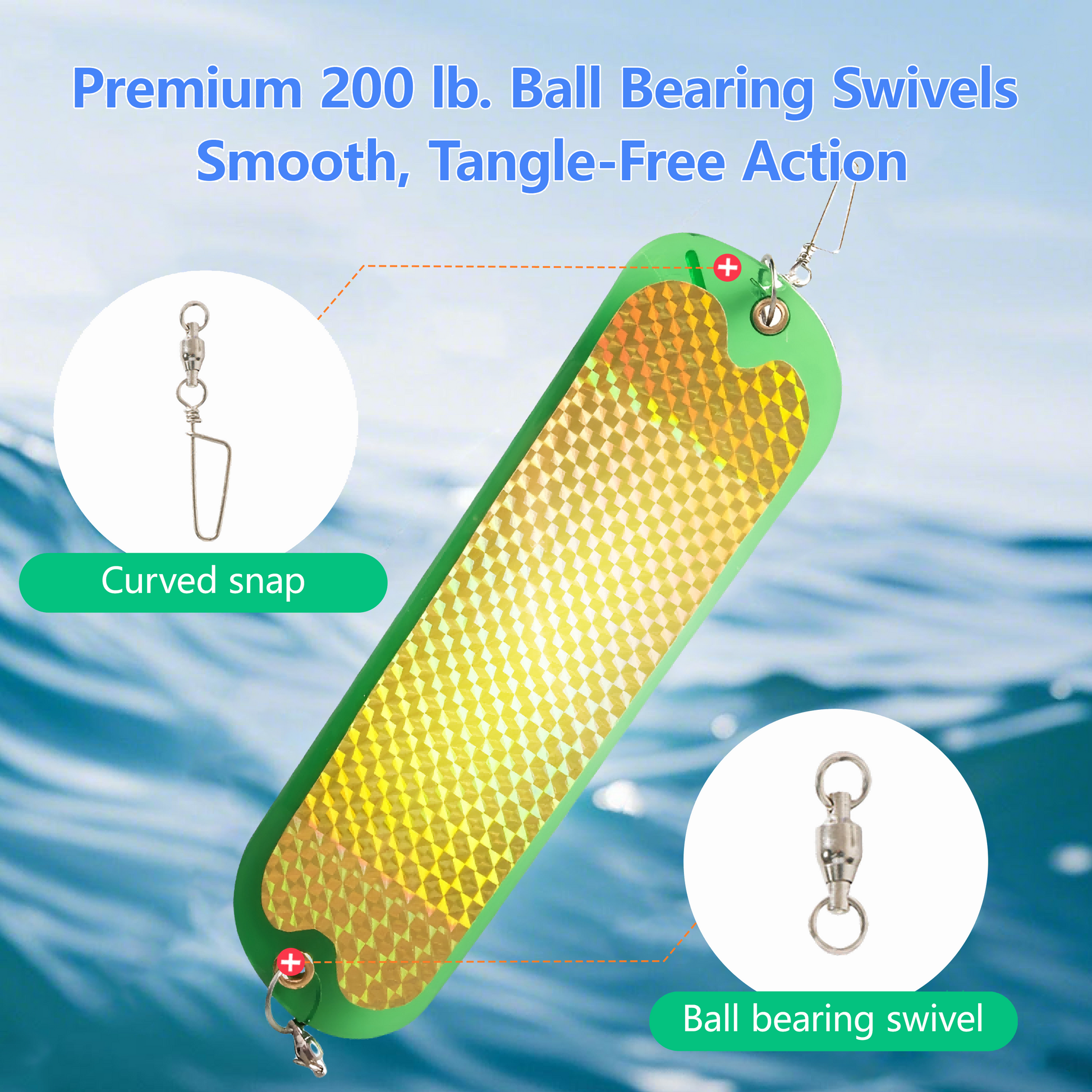 4-Piece Set - 11 Inch Twin Fin Laser Flash Board for Fishing Salmon