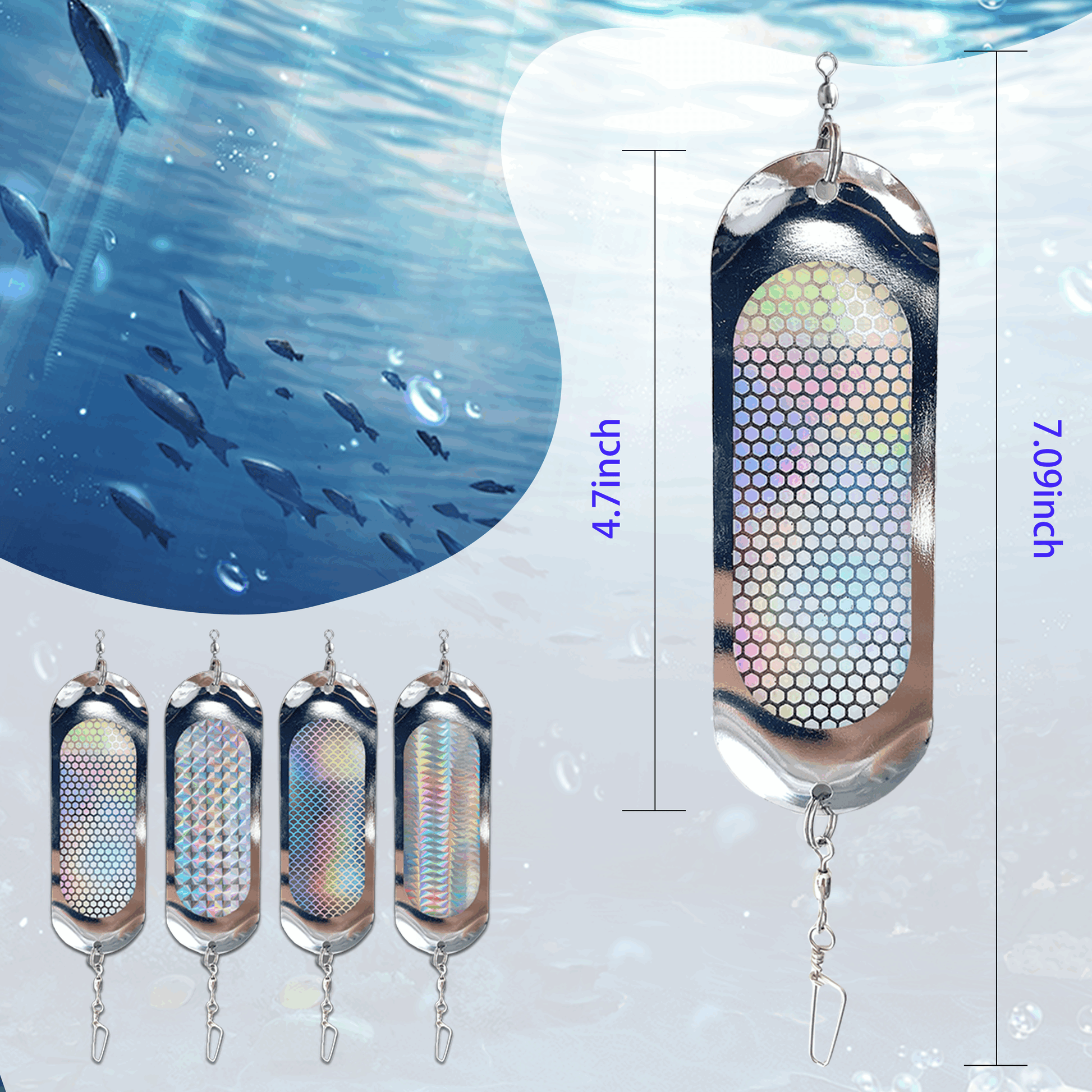 4-Pack - 7" Kokanee Dodger Trolling Flasher
