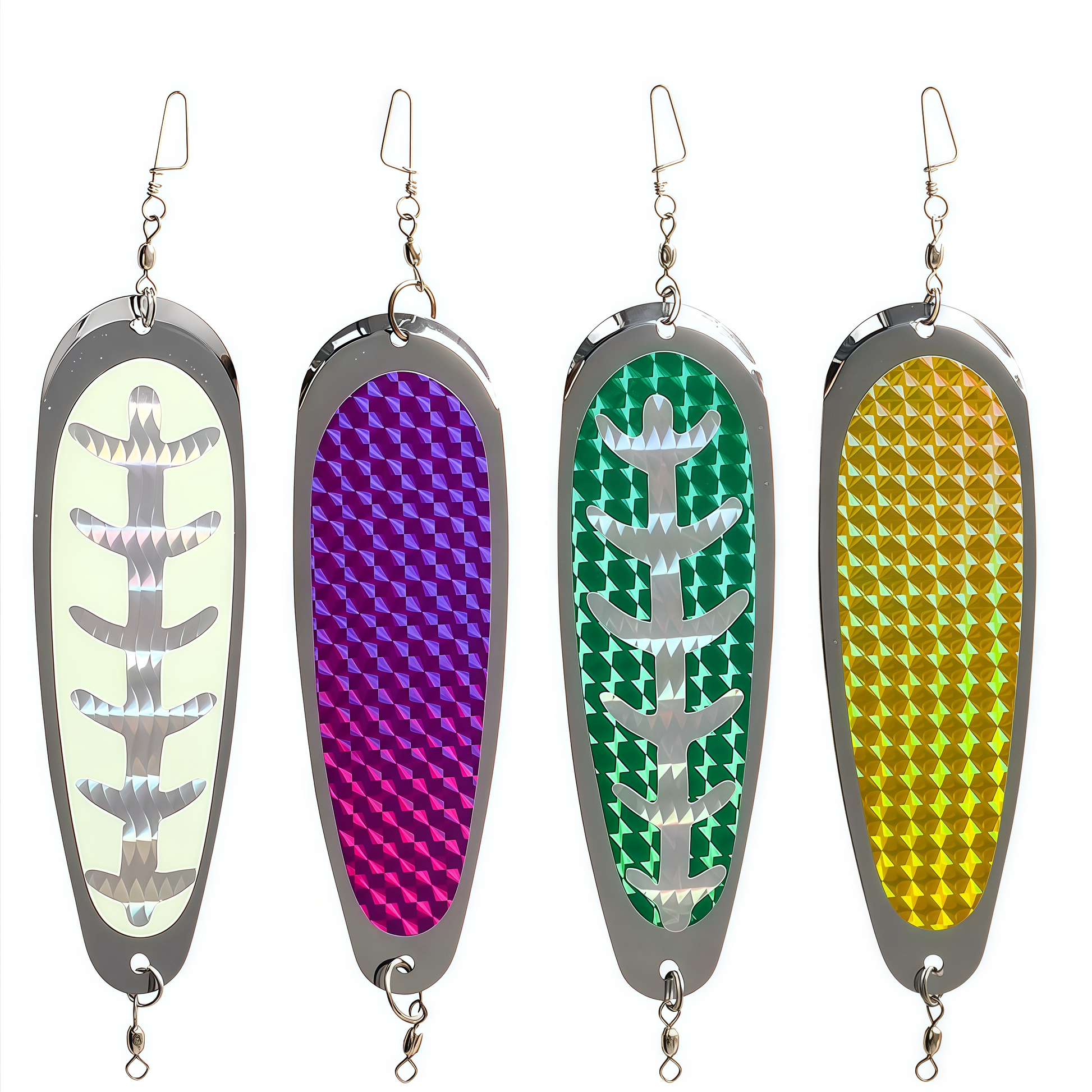 5.5" - Chrome Flash Fishing Lure with Laser Reflective Decals for Salmon, Trout, Bass
