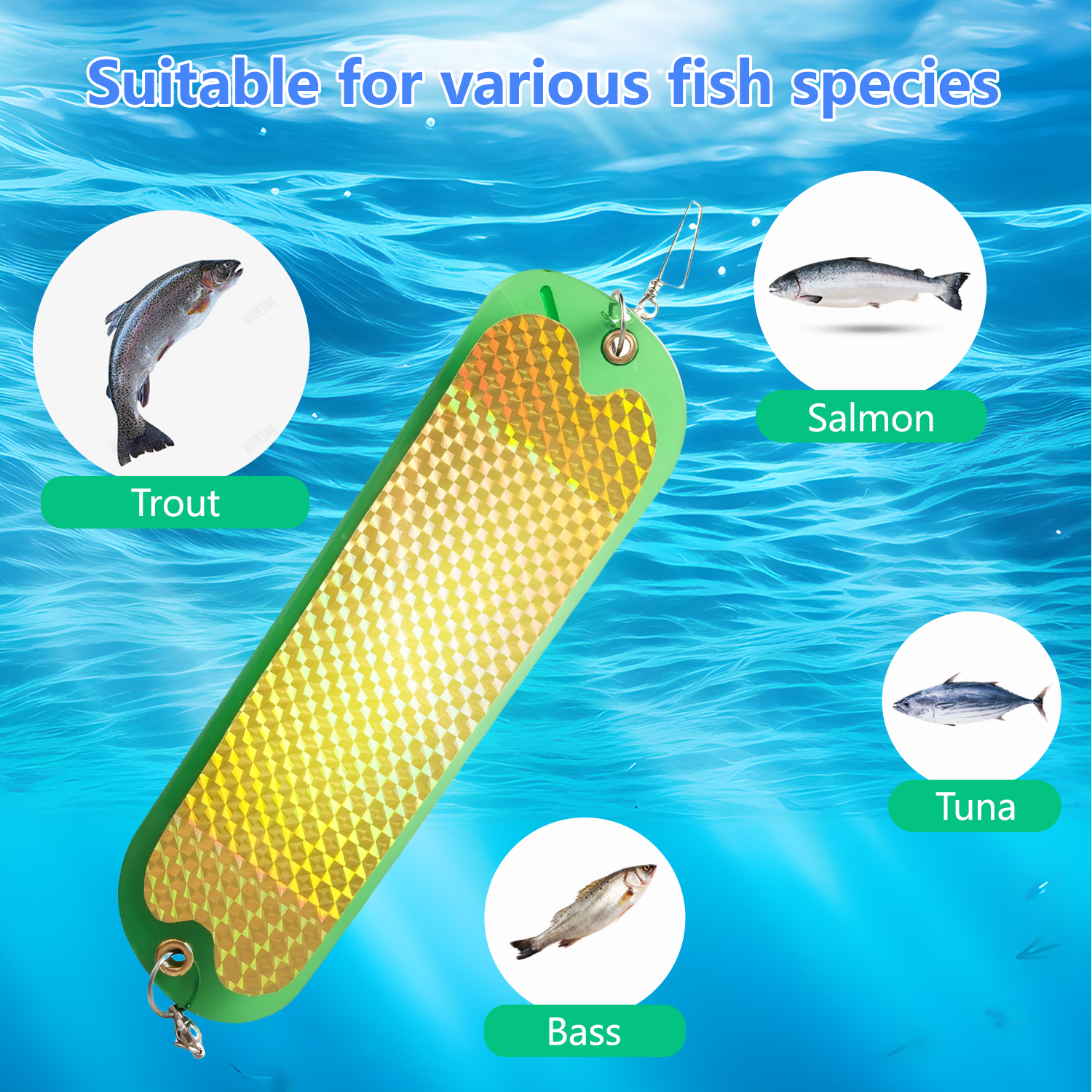 4-Piece Set - 11 Inch Twin Fin Laser Flash Board for Fishing Salmon