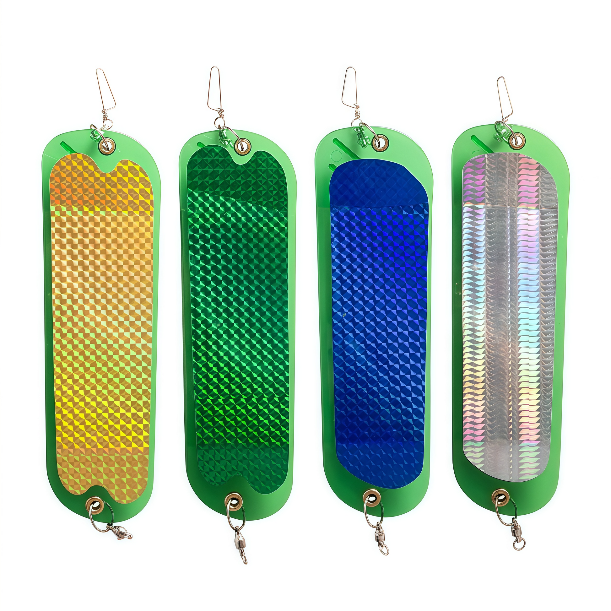 4-Piece Set - 11 Inch Twin Fin Laser Flash Board for Fishing Salmon