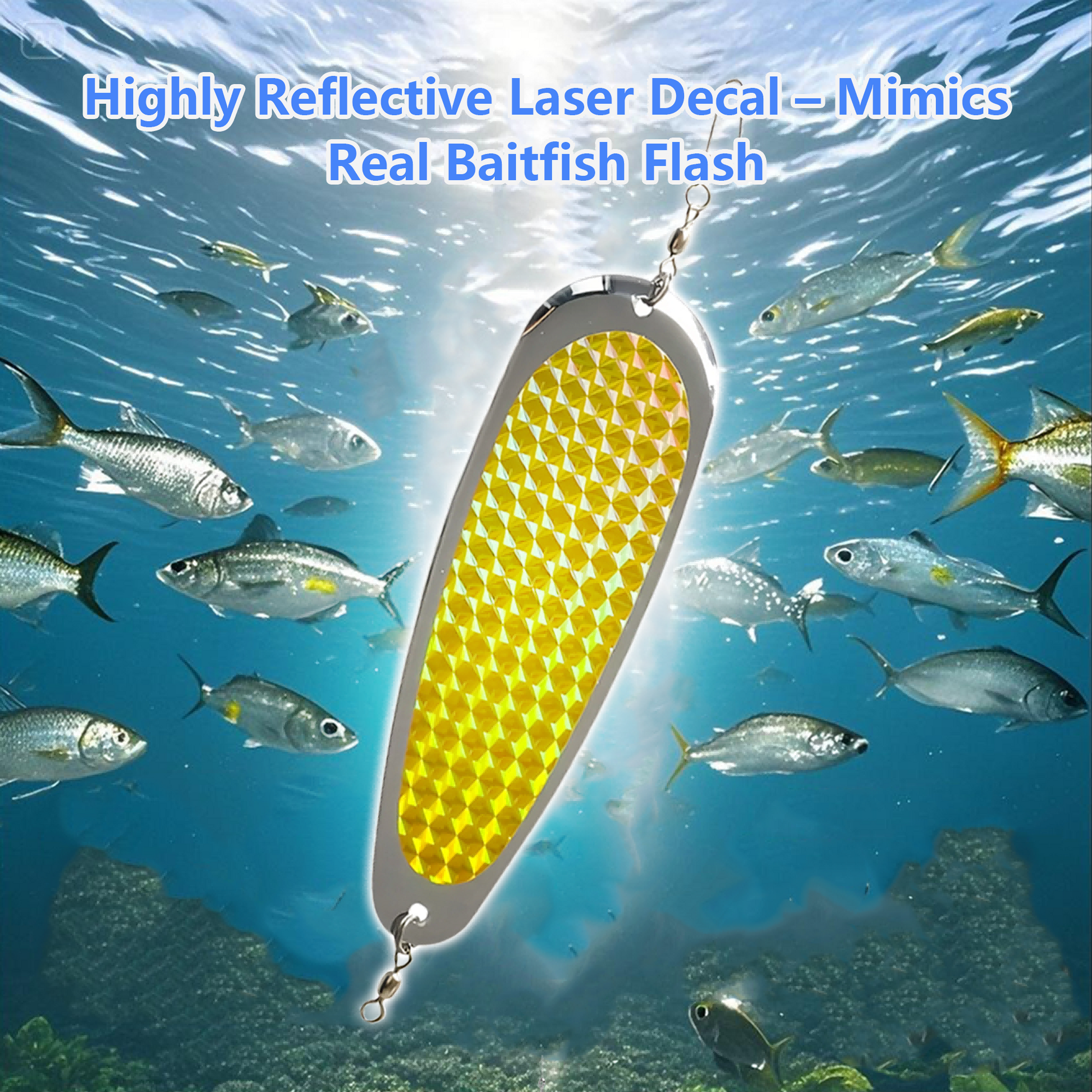 5.5" - Chrome Flash Fishing Lure with Laser Reflective Decals for Salmon, Trout, Bass